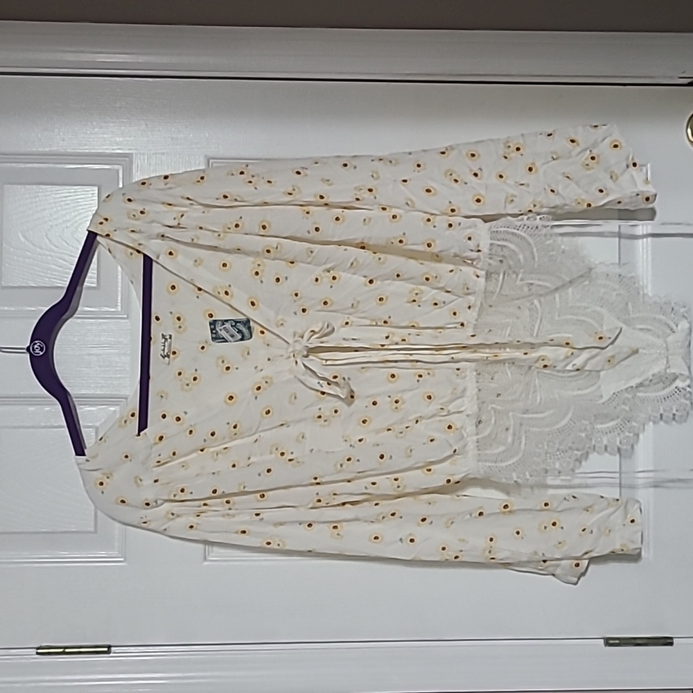 Free People size L sunflower print bodysuit